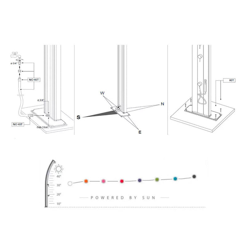 Doccia Solare da Esterno Giardino 30L Miscelatore e Lavapiedi Arkema Spring S Grigio Antracite-7