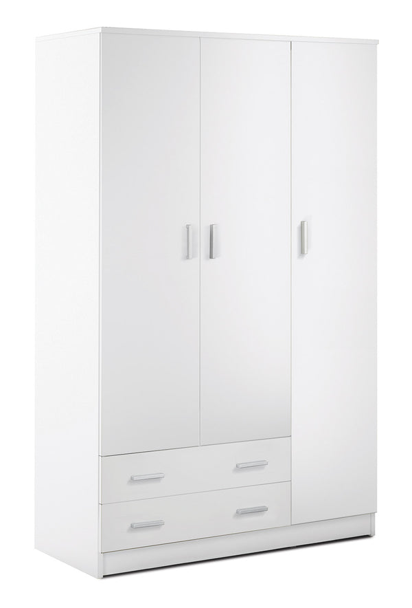 prezzo Armoire 3 Portes 2 Tiroirs 115x182x52 cm Blanc Lisse