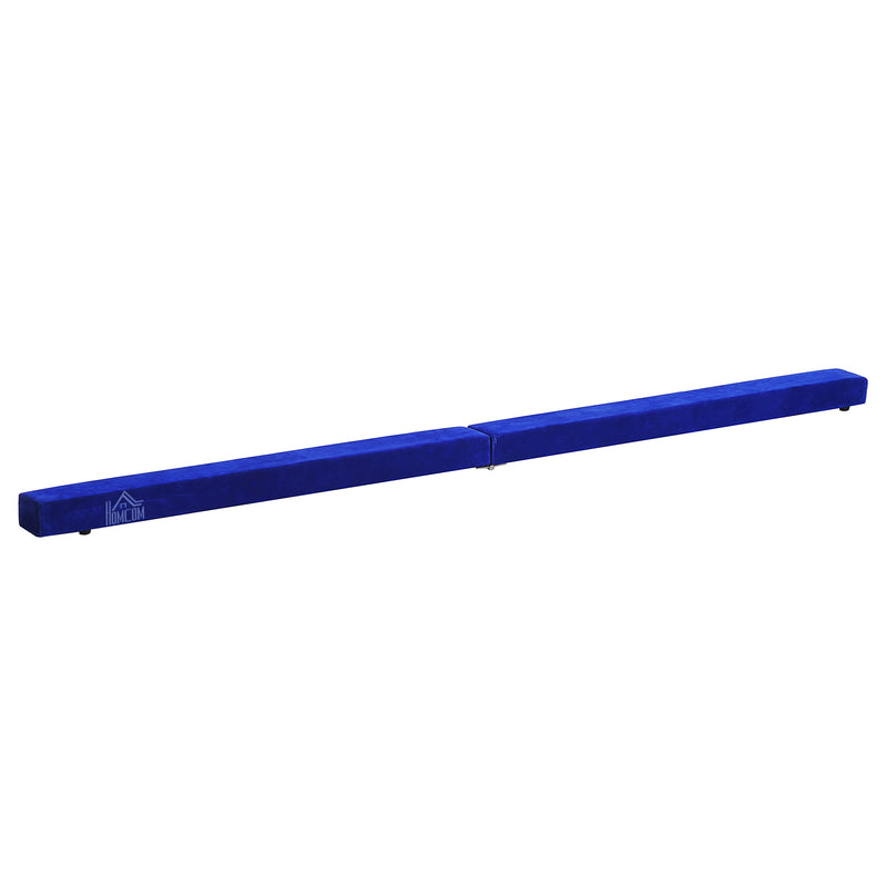 Trave da Ginnastica per Allenamento Imbottita in Legno Blu 240x10x6.5 cm -2