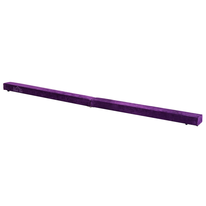 Trave da Ginnastica per Allenamento Imbottita in Legno Viola 240x10x6.5 cm -3