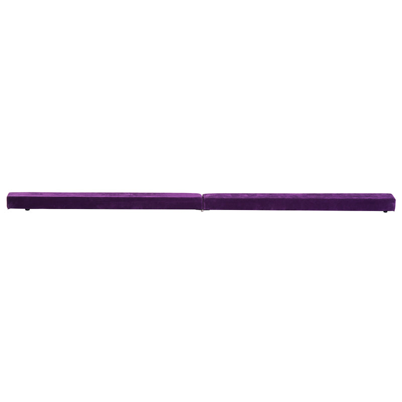 Trave da Ginnastica per Allenamento Imbottita in Legno Viola 240x10x6.5 cm -7