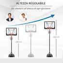 Canestro da Basket da Esterno Altezza Regolabile 160-210 cm in Acciaio con Ruote Nero-4