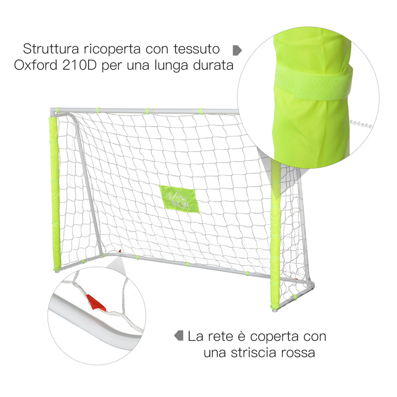 Porta da Calcio Portatile con Rete 186x62x123 cm  Bianca-5