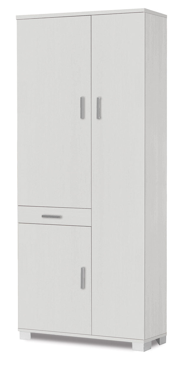 Armoire 3 Portes 1 Tiroir 77x178x34 cm Blanc Flammé acquista