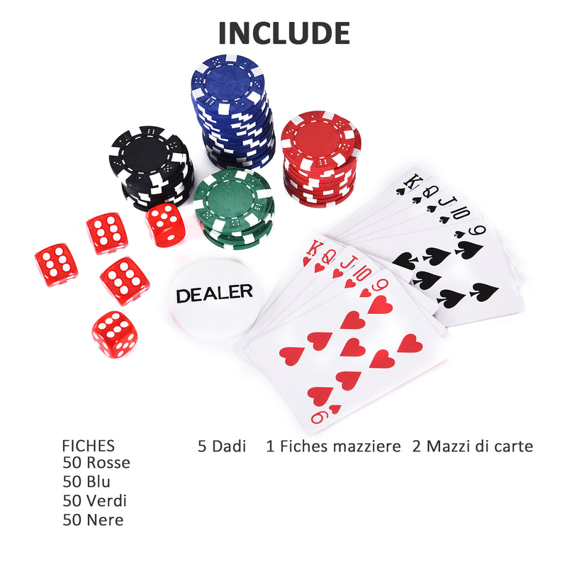 Set 200 Fiches da Poker 2 Mazzi di Carte e Pulsante Dealer con Valigetta-6