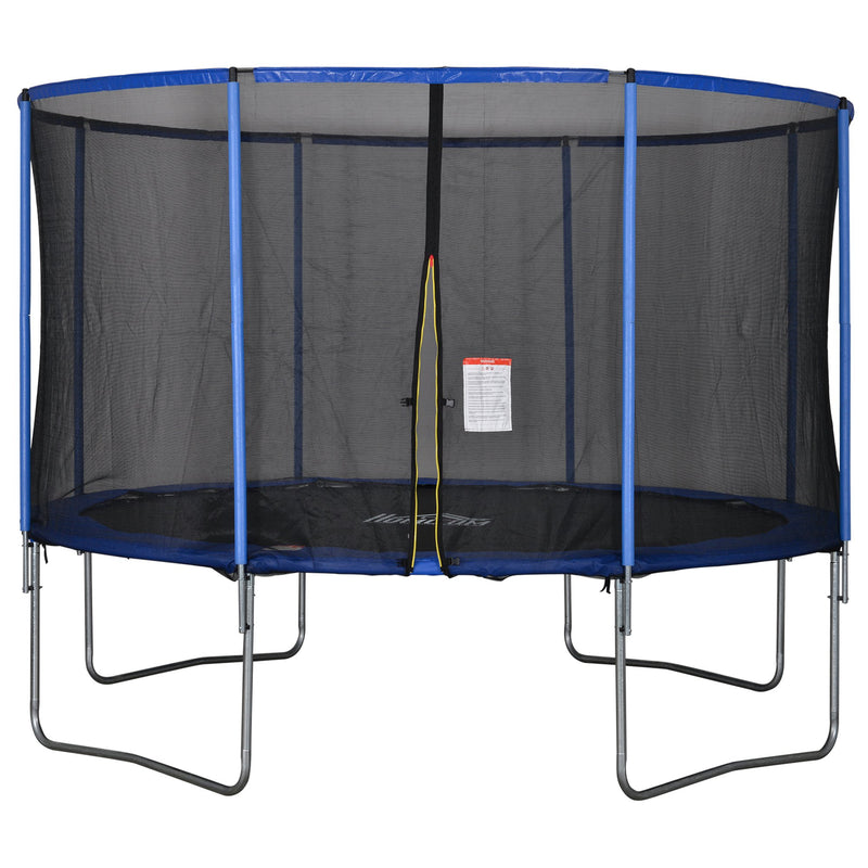 Trampolino Tappeto Elastico Ø366x269 cm con Rete e Bordo Imbottito Blu e Nero-1