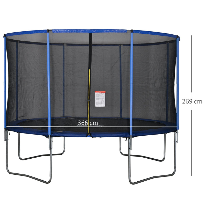 Trampolino Tappeto Elastico Ø366x269 cm con Rete e Bordo Imbottito Blu e Nero-3