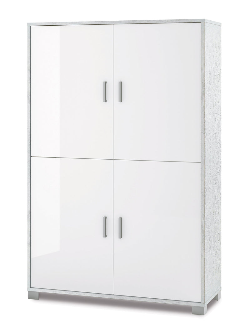 Mobile 4 Ante 107x162x41 cm Bianco Fiammato/Bianco Lucido-1