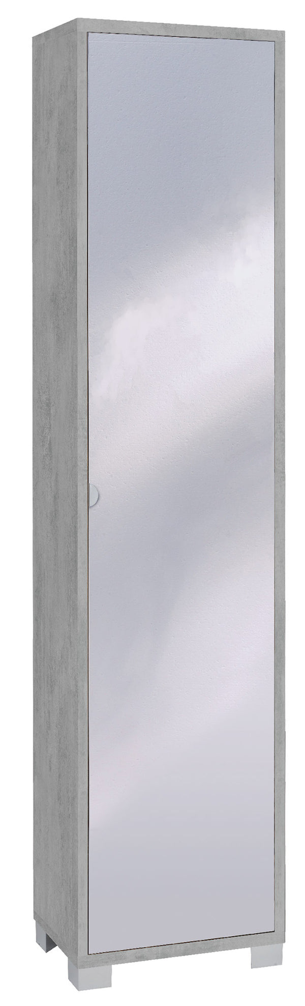 Armoire 1 porte avec miroir 43x190x29 cm Ciment sconto