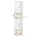 Mobile Colonna Bagno 30x30x170,7 cm in MDF e Acciaio Bianco e Oro-3