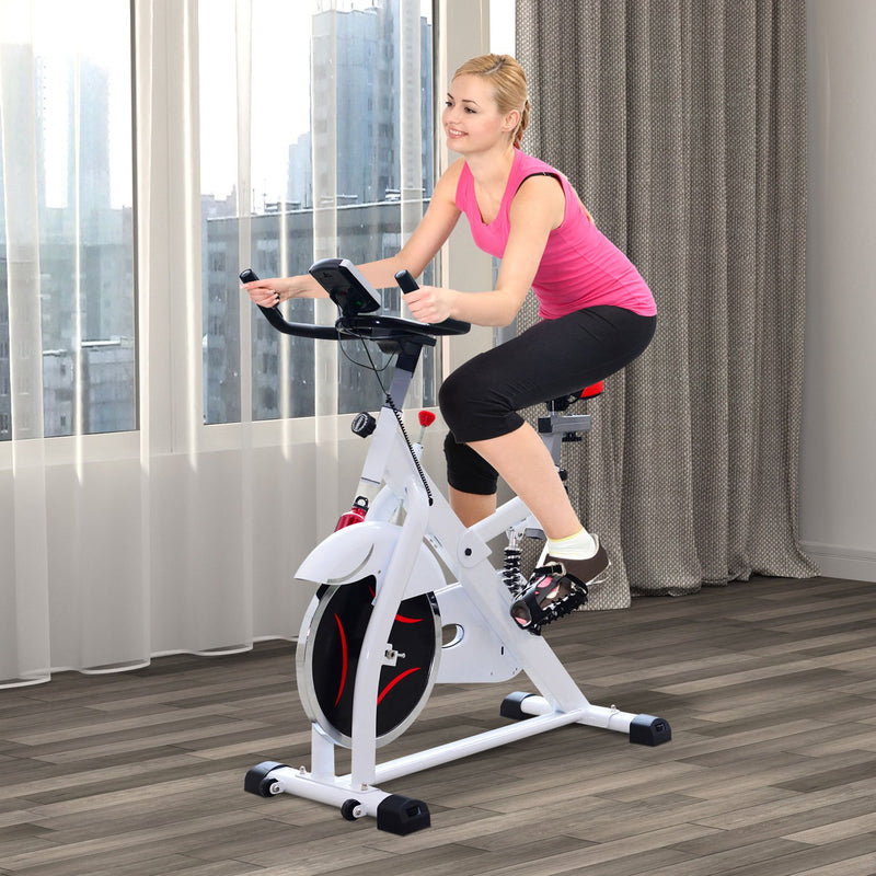 Spin Bike per Spinning Professionale con Schermo LCD Bianco 105x49x119 cm -2