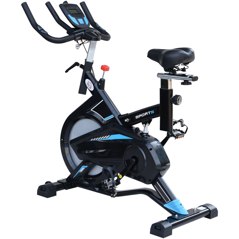 Cyclette Professionale con Seduta regolabile Nero e Blu -2