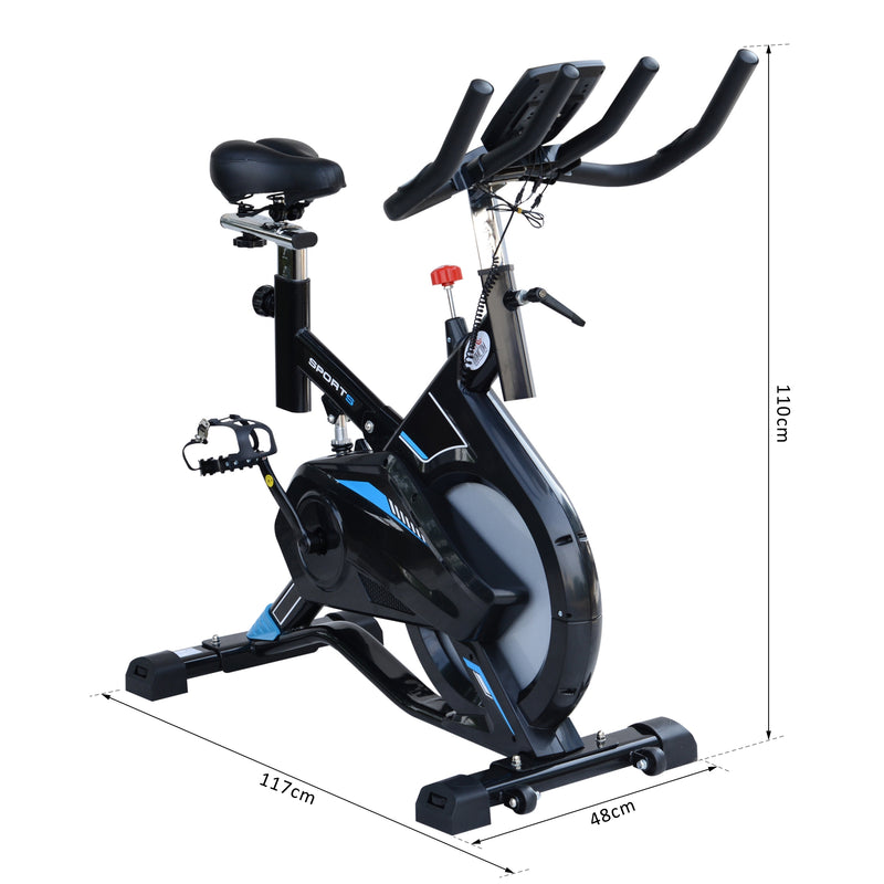 Cyclette Professionale con Seduta regolabile Nero e Blu -4