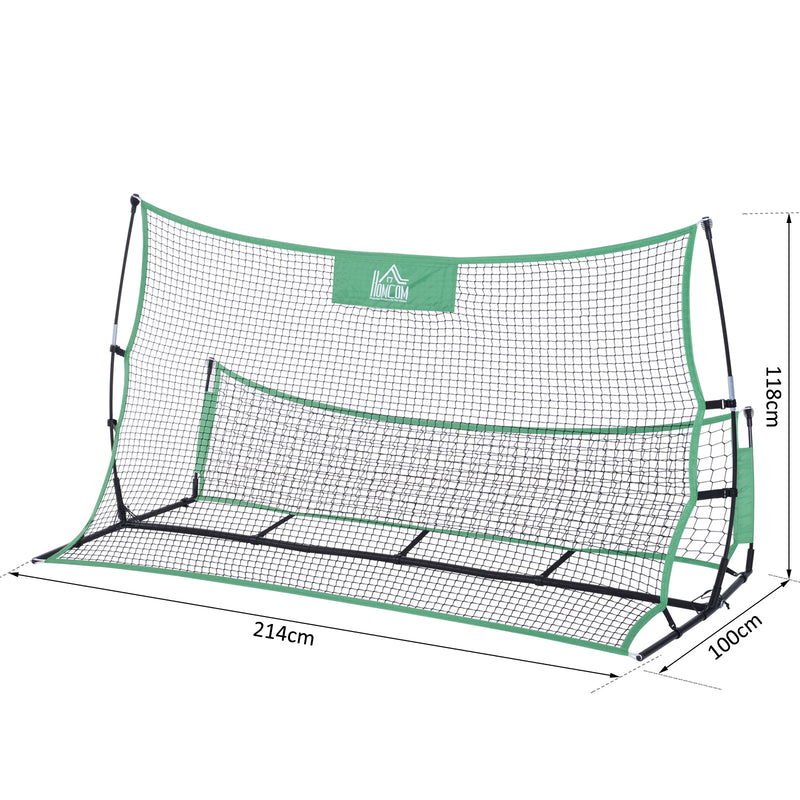 Rete da Calcio con Rimbalzatore per Allenamento in Acciaio 214x100x118 cm -3