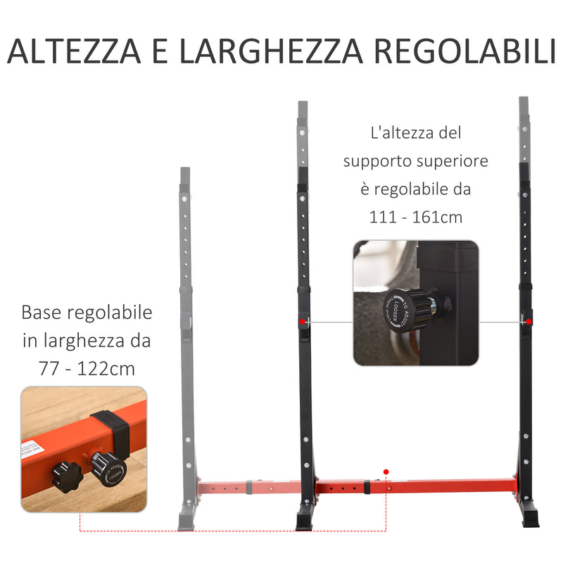 Supporto per Bilanciere Regolabile in Altezza in Acciaio Nero e Rosso-4