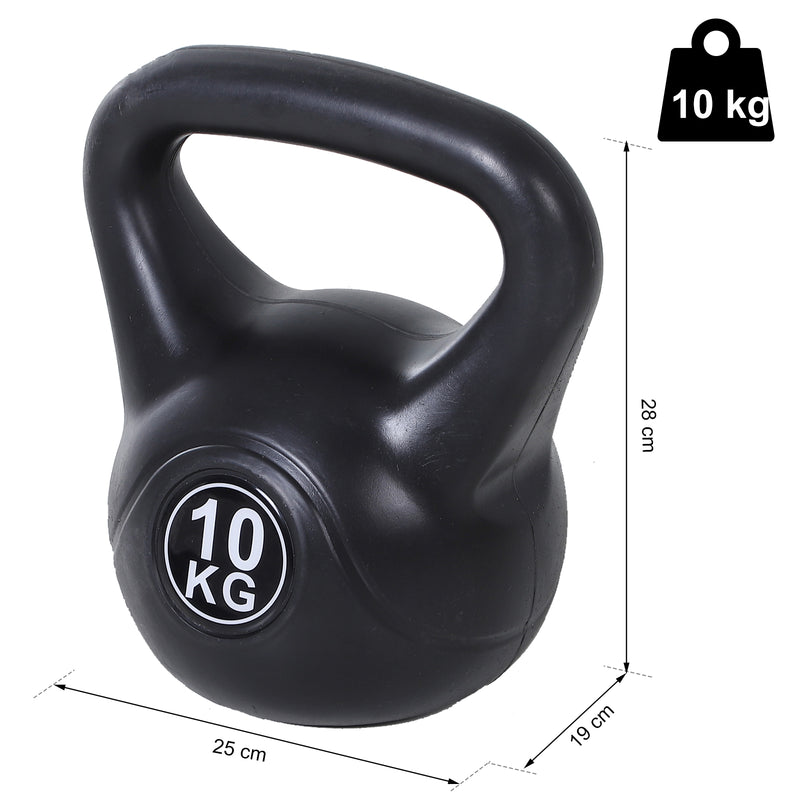 Kettlebell per Allenamento 10 Kg in PVC e Sabbia  Nero-3