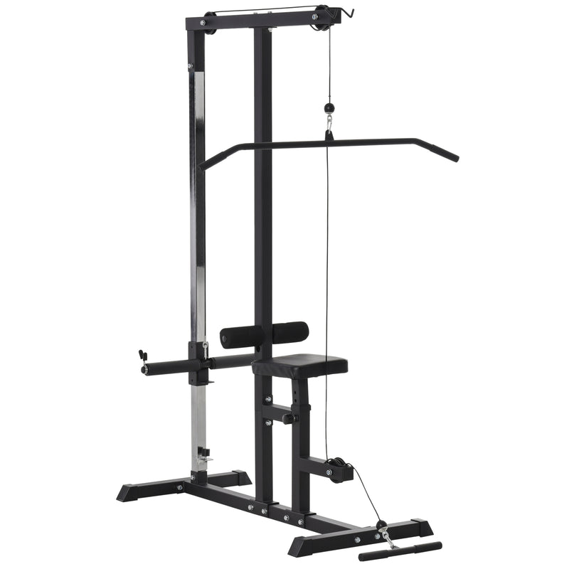 Stazione Fitness Multifunzione 107Lx120x190 cm con Panca e Cavo Regolabile Nero-1