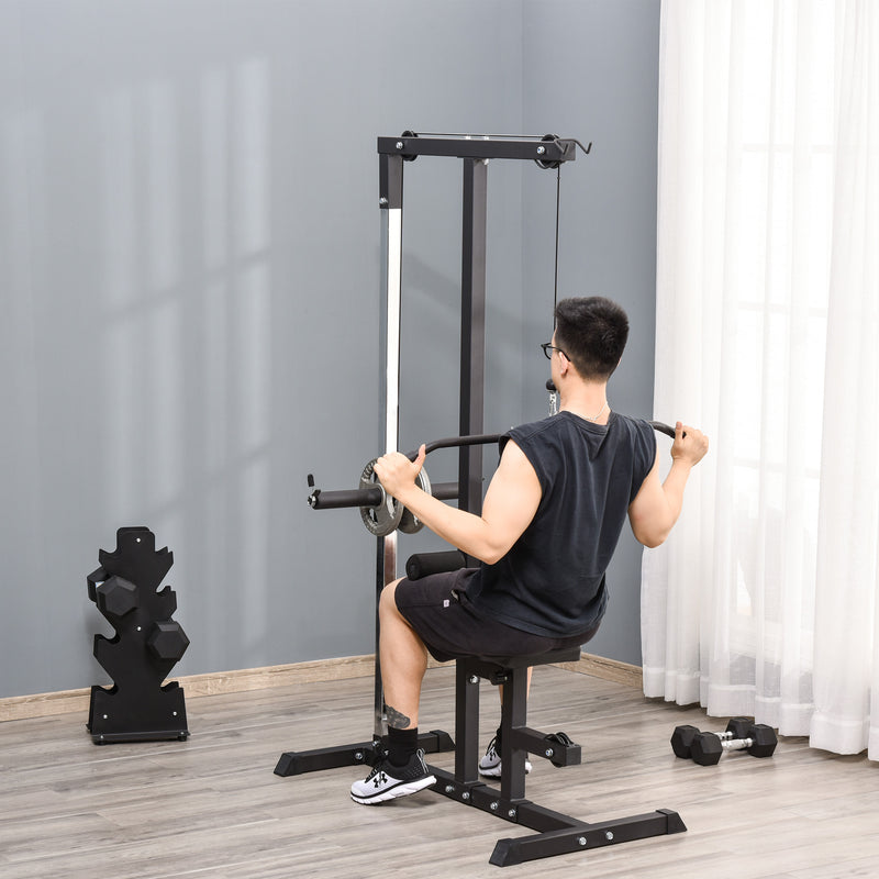 Stazione Fitness Multifunzione 107Lx120x190 cm con Panca e Cavo Regolabile Nero-2