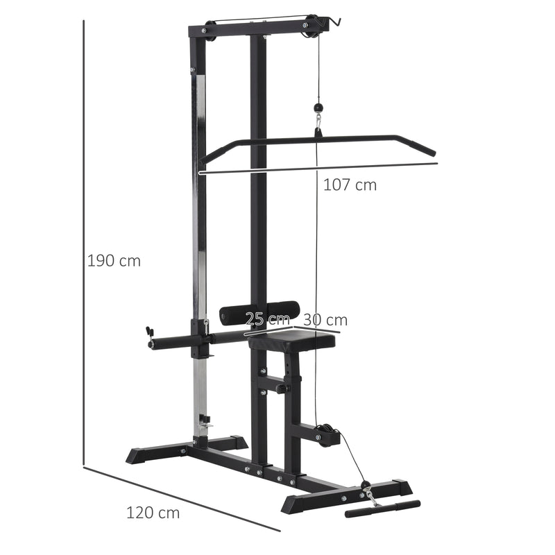 Stazione Fitness Multifunzione 107Lx120x190 cm con Panca e Cavo Regolabile Nero-3