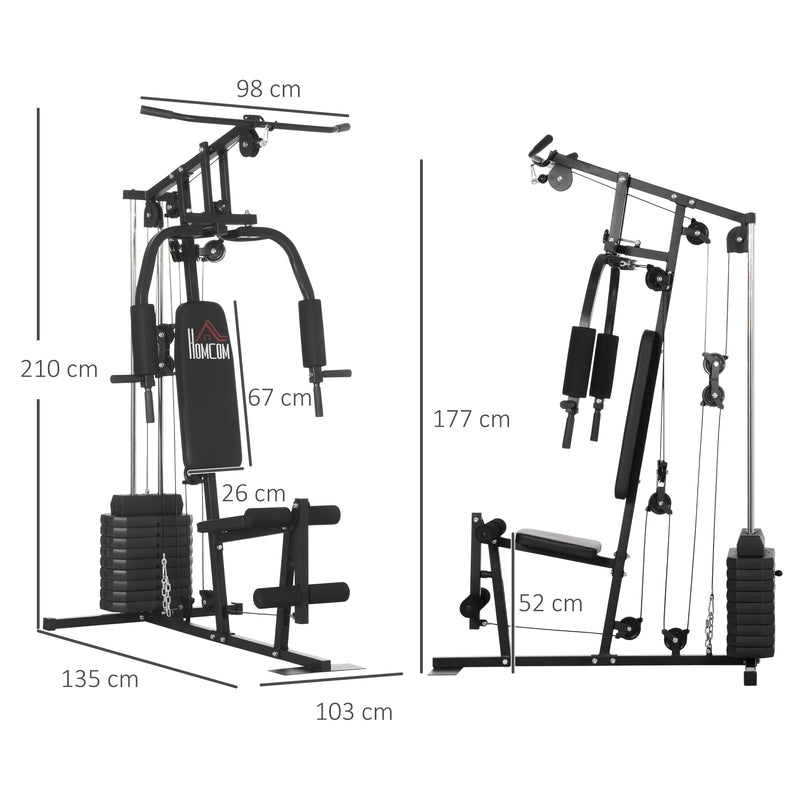 Stazione Fitness Multifunzione 135x103x210 cm in Acciaio per Allenamento Corpo Nero-3