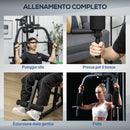 Stazione Fitness Multifunzione 135x103x210 cm in Acciaio per Allenamento Corpo Nero-4