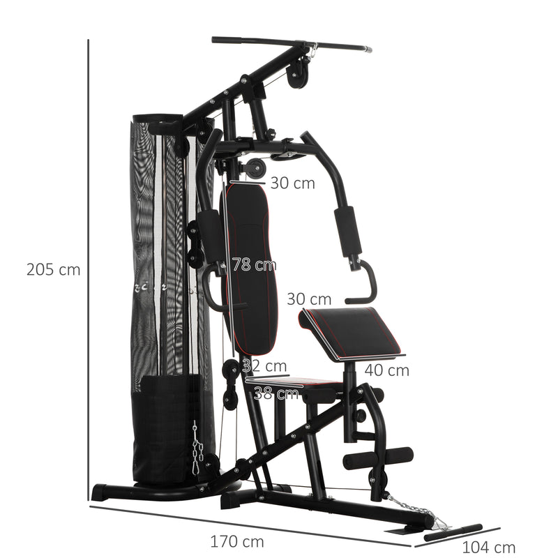 Stazione Fitness Multifunzione 170x104x205 cm in Acciaio per Allenamento Corpo Nero-3