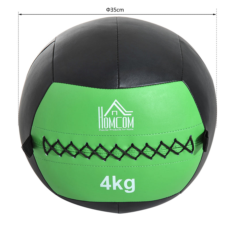 Palla Medica Wall Ball Crossfit 4kg Ø35 cm Nero-verde -4