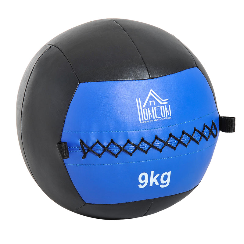 Palla Medica Crossfit Wall Ball 9kg Ø35 cm Nero-Blu -1