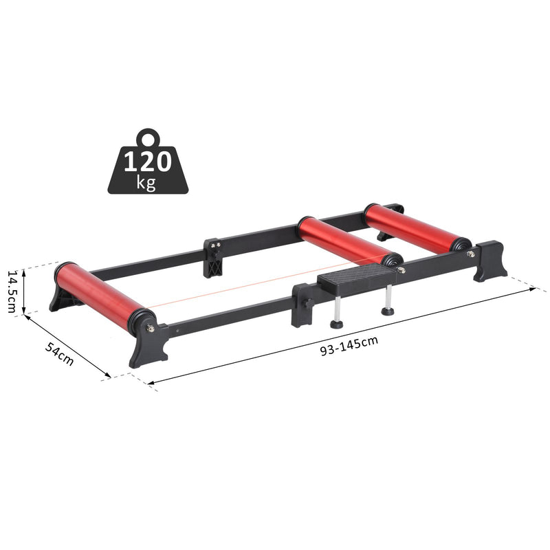 Rullo Bici Allenamento Lunghezza Regolabile Nero e Rosso 54x14.5x93-145 cm -7