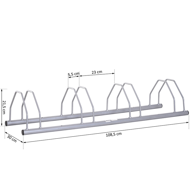 Rastrelliera Portabici 4 Posti in Acciaio 108.5x30x21.5 cm Grigia -3