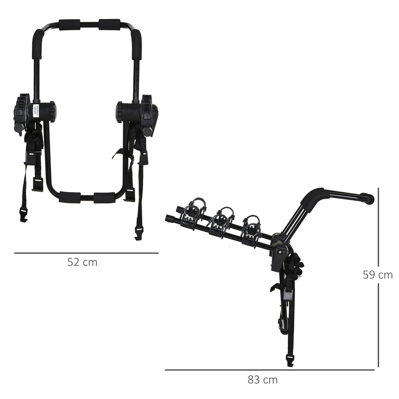 Portabici Posteriore da Auto in Acciaio per Trasporto di Max 3 Bici  Nero-6