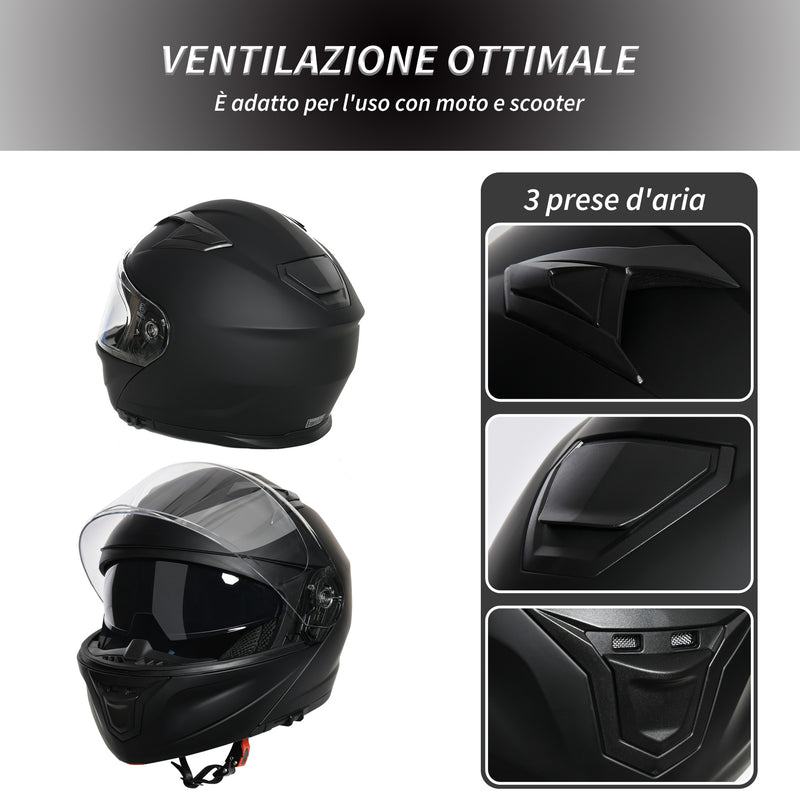 Casco Integrale per Scooter Visiera Lunga Nero M - (57-58 cm)-5