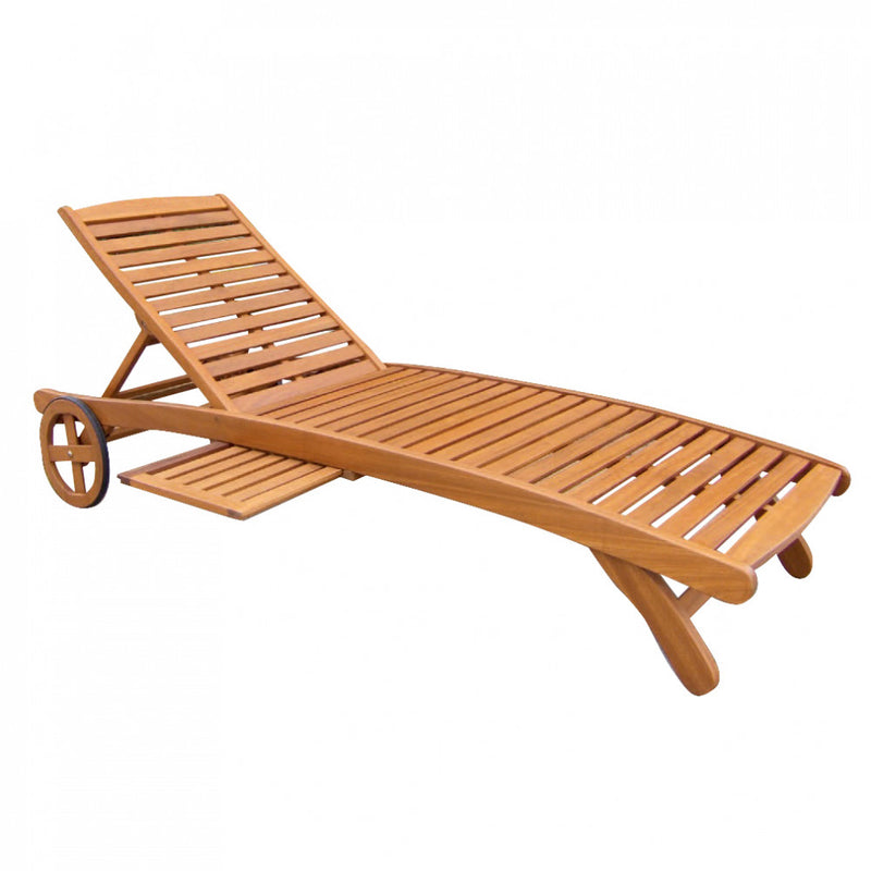 Lettino Prendisole da Giardino con Ruote 197x63x37/100 h cm in Legno Marrone-1