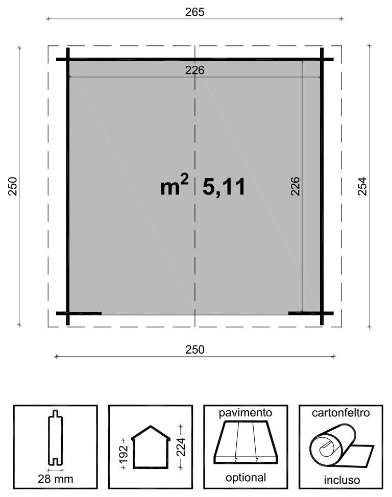 Casetta da Giardino Porta Doppia 250x250 cm in Legno Siviglia-10