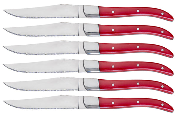 Set de 6 Couteaux à Steak Lame Dentée Manche Acrylique Alì Rouge sconto