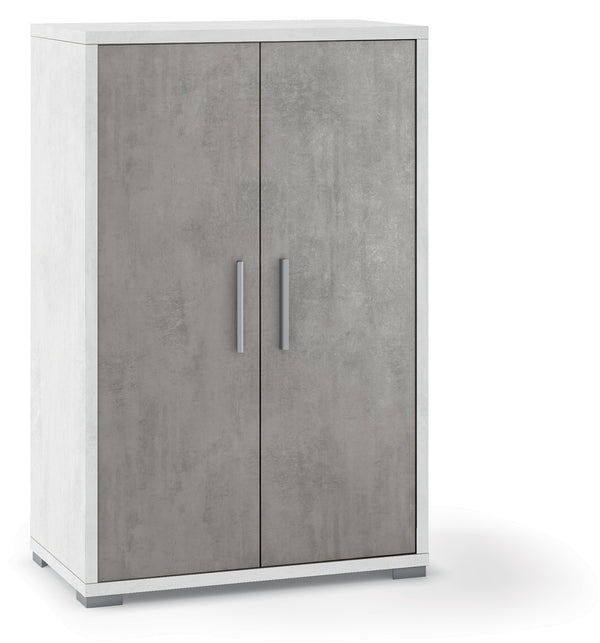 Armoire 2 Portes 71x110x41 cm Blanc Oxyde/Ciment online