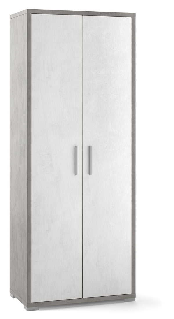 Armoire 2 Portes 71x182x41 cm Ciment/Blanc Oxyde online