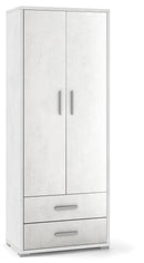 Armadio 2 Ante 2 Cassetti 71x182x41 cm Ossido Bianco-1