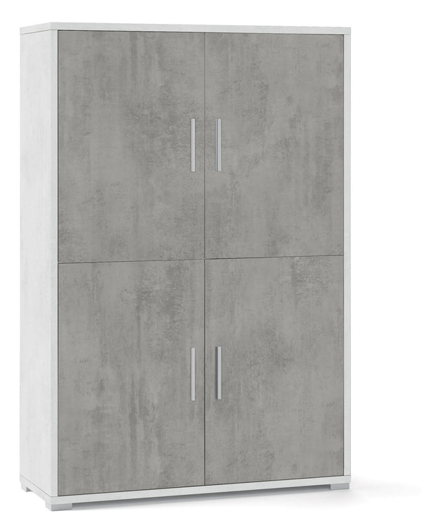 acquista Armoire 4 Portes 108x161x41 cm Oxyde Blanc/Ciment