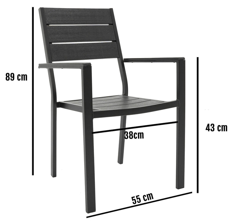 Set Tavolo e 6 Sedie da Giardino in Acciaio Altair Nero-6