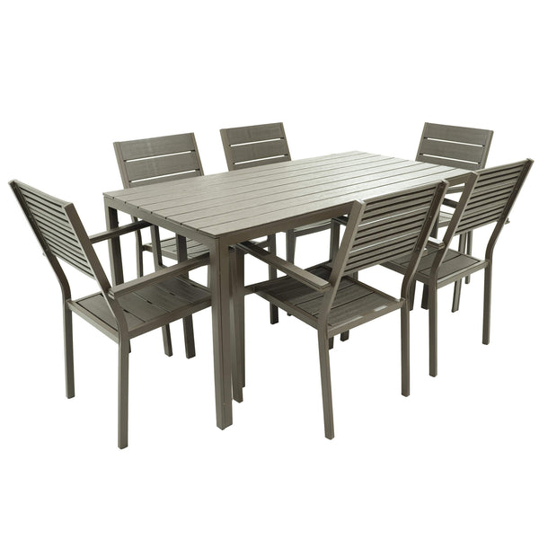 acquista Ensemble table et 6 chaises de jardin en acier Altair marron