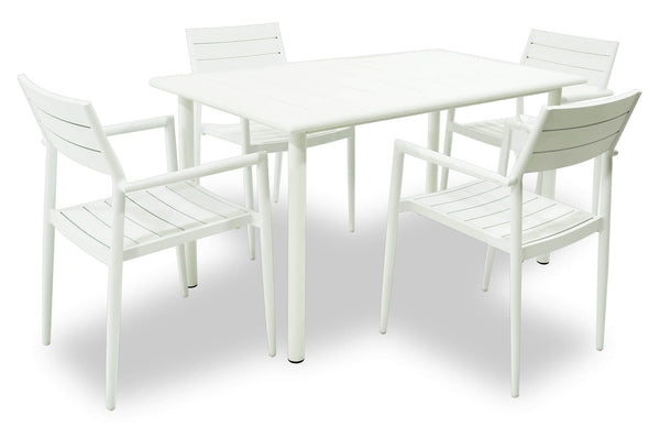 acquista Ensemble table et 4 chaises de jardin en aluminium blanc Alzira