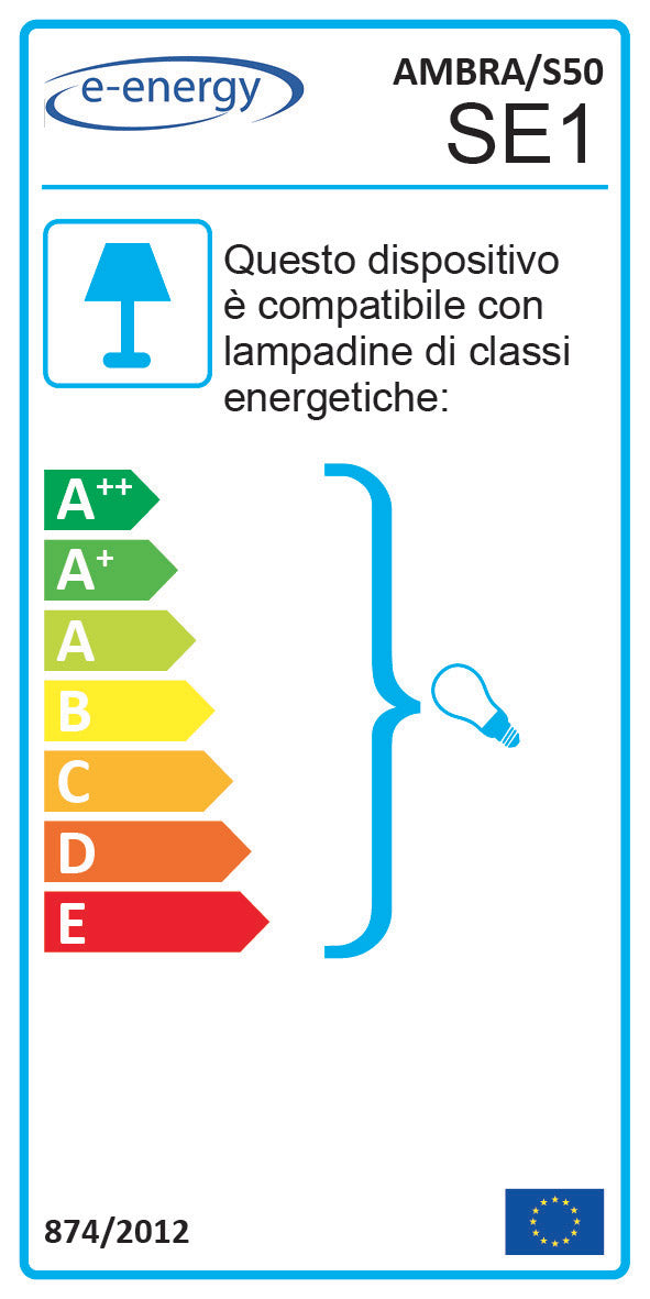 Sospensione D50 1xE27 Montatura Marrone Ramato Vetro Ambra-Verderde  E-Energy Ambra-2