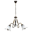 Lampadario 3xE14 Montatura Marrone Oro Vetro Spugnato Bianco E-Energy Amelia-1