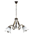 Lampadario 5xE14 Montatura Marrone Oro Vetro Spugnato Bianco E-Energy Amelia-1