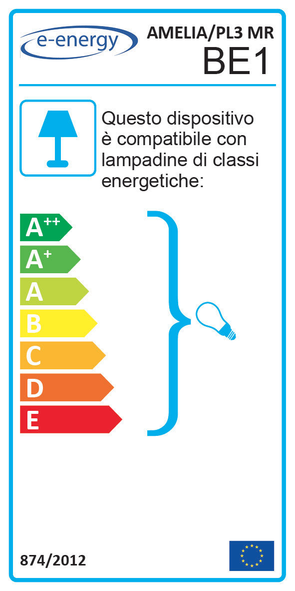 Plafoniera 3xE14 Montatura Marrone Oro Vetro Spugnato Bianco E-Energy Amelia-2