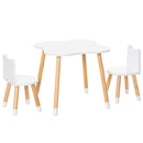 Set Tavolino con 2 Sedie per Bambini a Forma di Orsetto in Legno di Pino e MDF Bianco-1