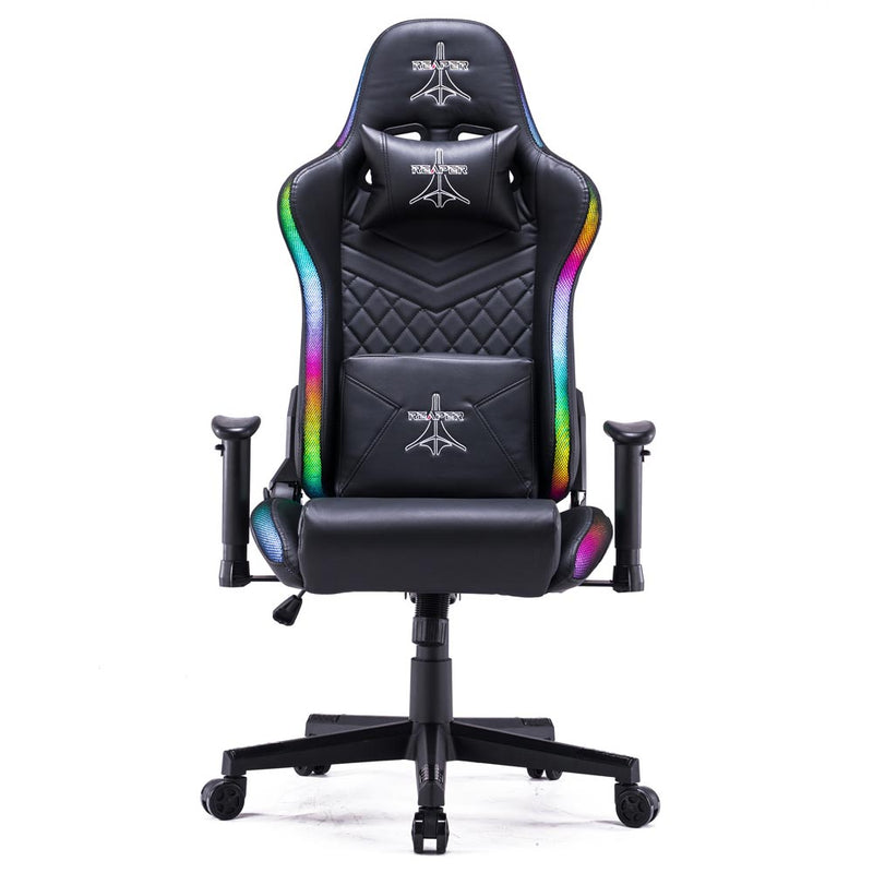 Sedia da Gaming Ergonomica con LED RGB in Similpelle Nera-1