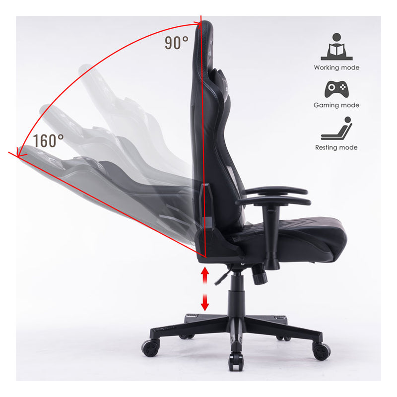 Sedia da Gaming Ergonomica con LED RGB in Similpelle Nera-3