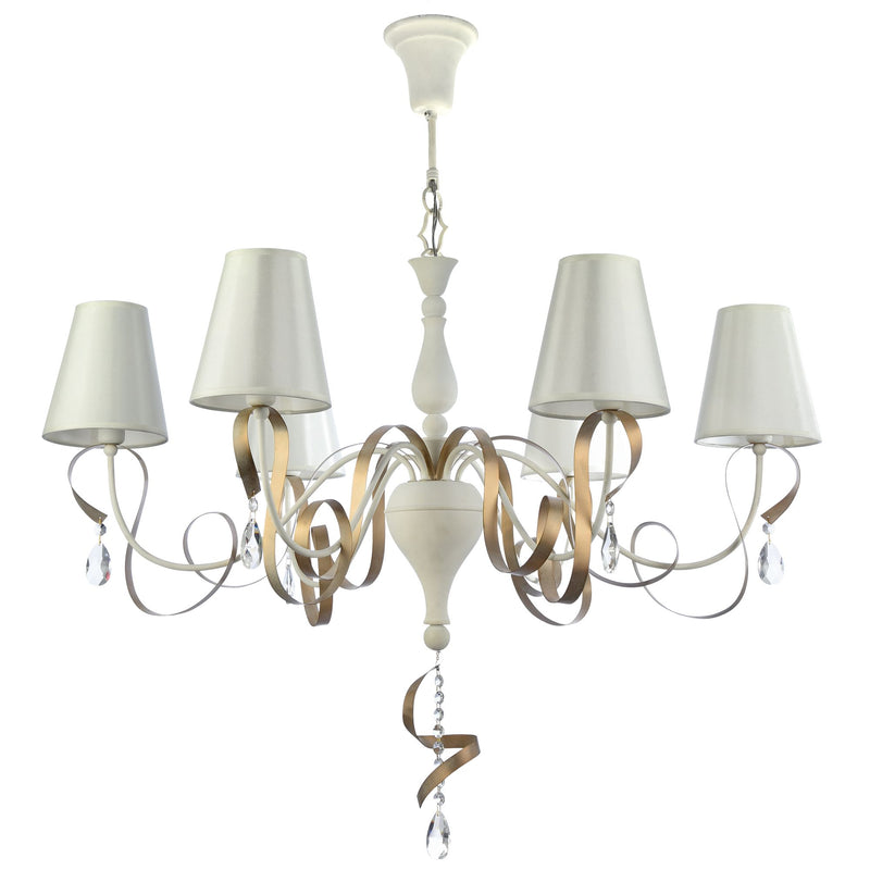 Lampadario Elegant in Metallo Intreccio Bianco con Oro-4